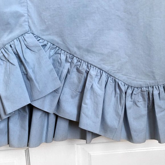 Marni Blue Dress Cotton Short Long Sleeves Ruffle V Neck Flowy Summer Costal 36 - Picture 6 of 10